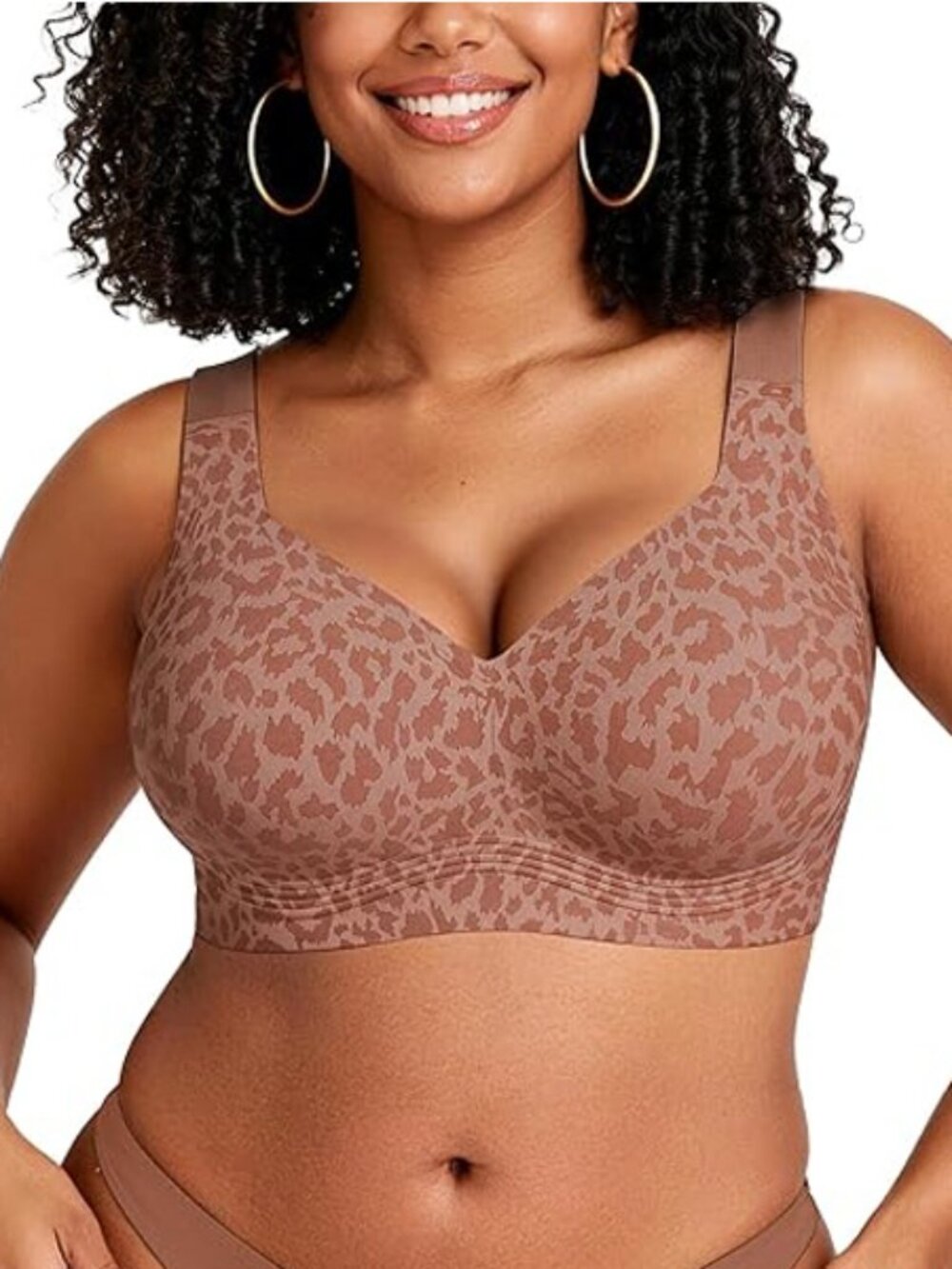 NEW Oeak Jelly Supportive Seamless Bra M Brown Mocha Leopard Push Up Comfort $50